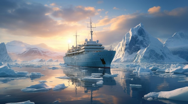 Antarctica natural scenery with icebergs