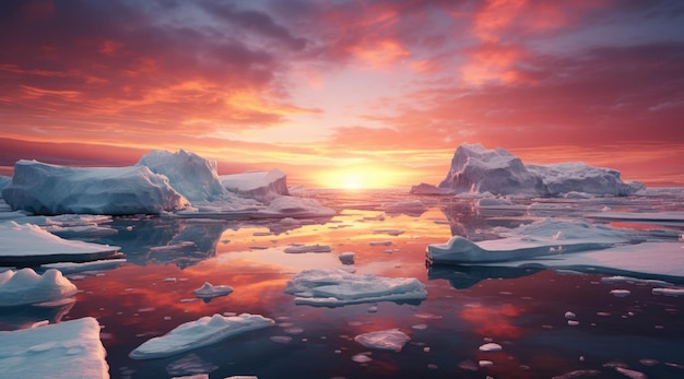 Antarctica natural scenery with icebergs