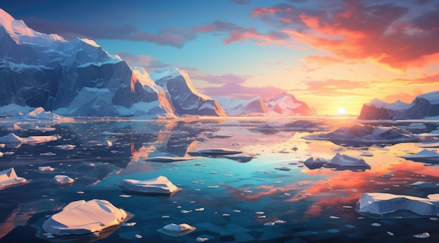 Antarctica natural scenery with icebergs