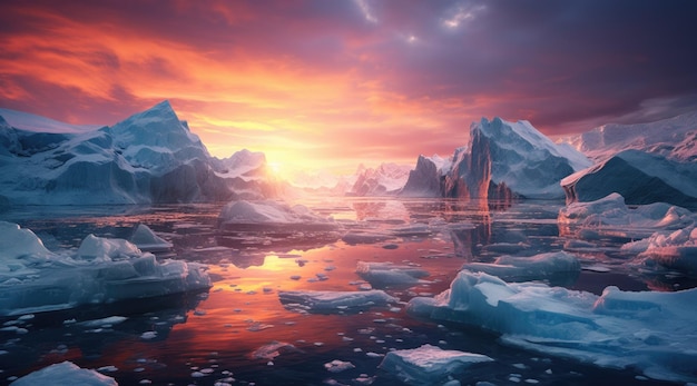 Antarctica natural scenery with icebergs