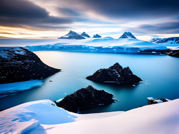 사진 남극은 날카로운 상세한 고품질의 초점을 맞추고 있습니다.