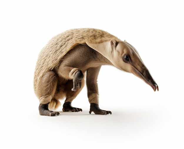 Anteater zoo animal walking isolated on white background