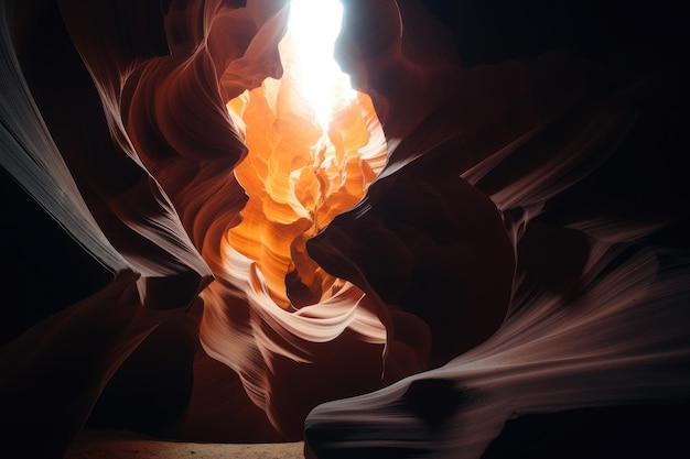 Antelope Canyon Magical earthy gorge dancing lights Journey in essence generative IA