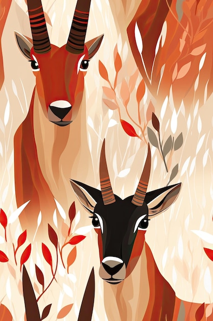 Antelope faces seamless tiles