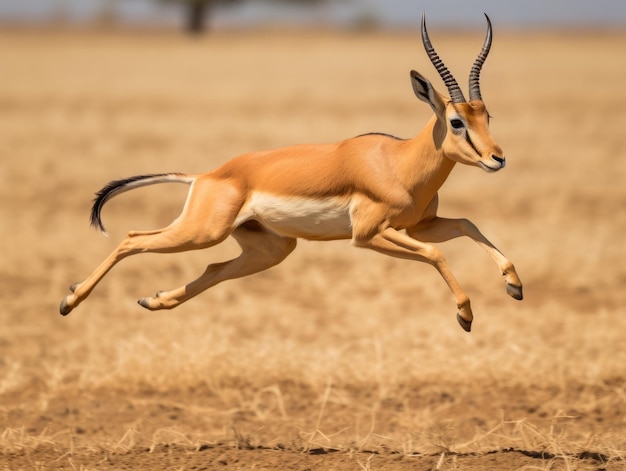 antelope getting ready to leap on the africa plain