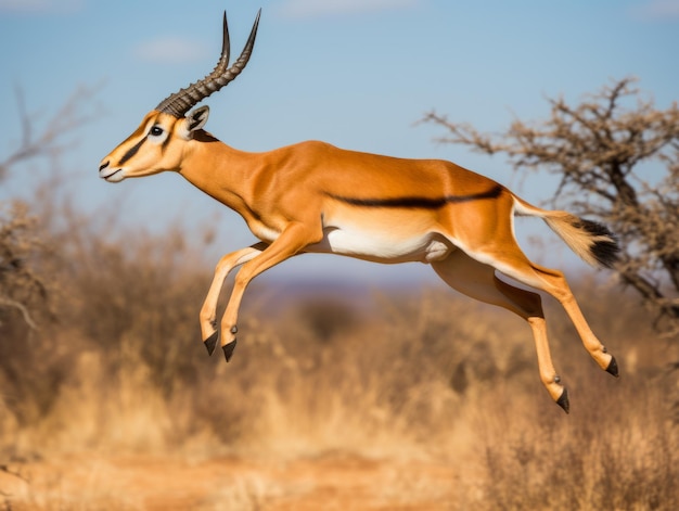 antelope getting ready to leap on the africa plain