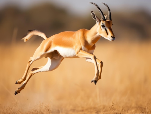 Antelope getting ready to leap on the africa plain