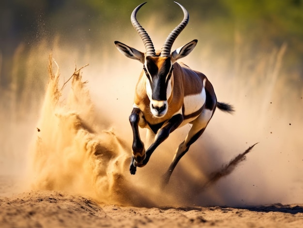 antelope getting ready to leap on the africa plain