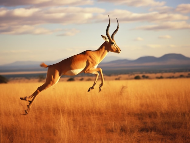 Antelope getting ready to leap on the africa plain