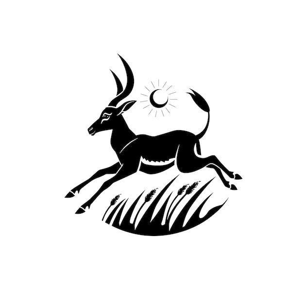 Photo antelope icon horns silhouette with african like border agil concept idea design simple minimal art