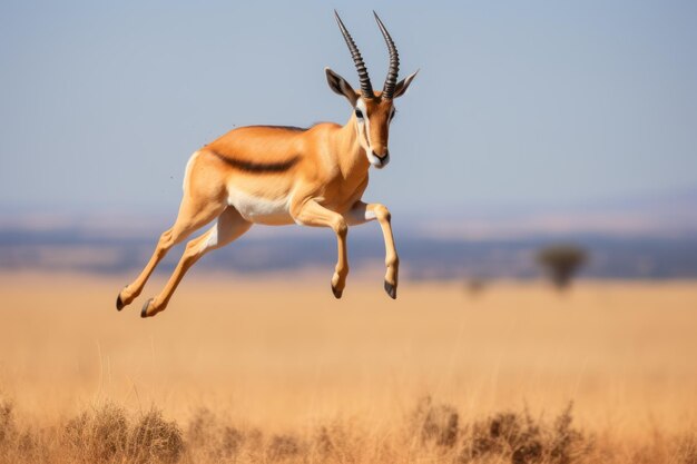 An Antelope jumping in the air