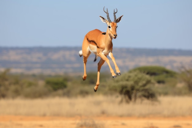 An Antelope jumping in the air