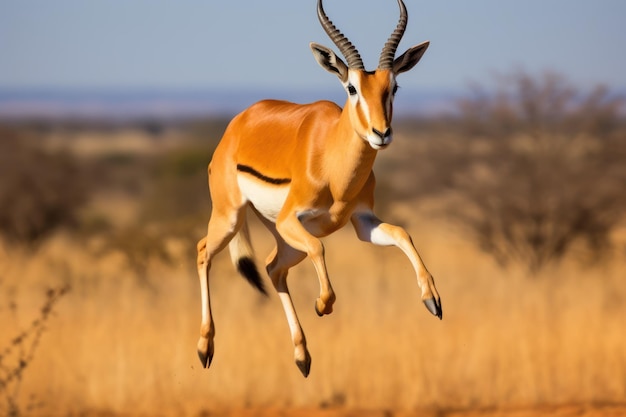 An Antelope jumping in the air