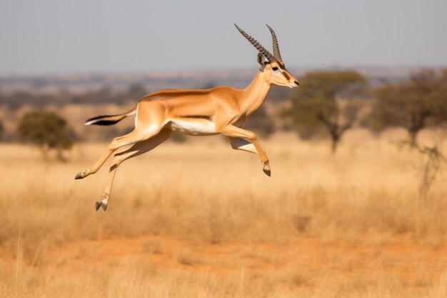 An Antelope jumping in the air