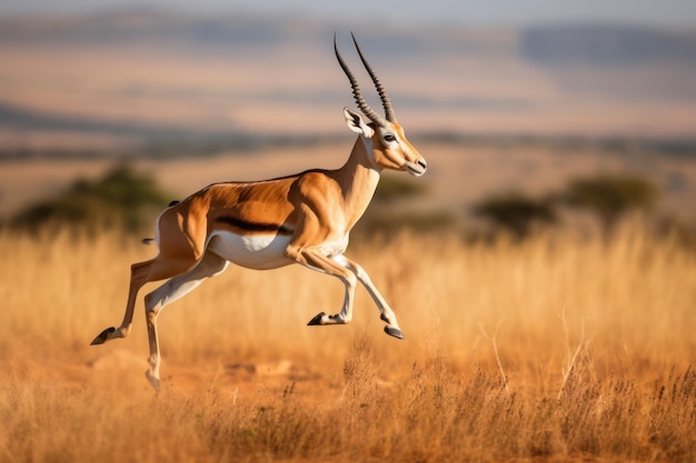 An Antelope jumping in the air