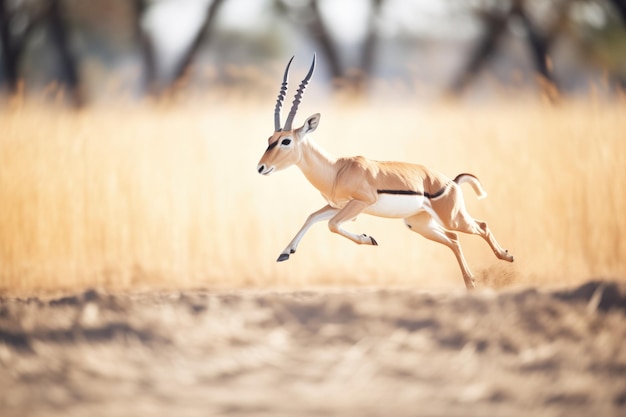 Photo antelope leaping over safari track