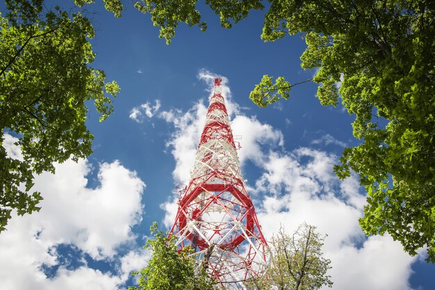 Antenna tower radio signals in the air