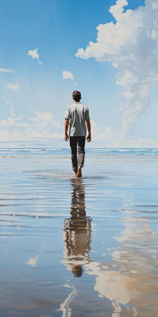 Foto anthony's beach walk un dipinto figurativo realistico con riflessi di cromo