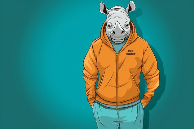 Anthropomorfe schattige cartoon Rhinoceros personage illustratie