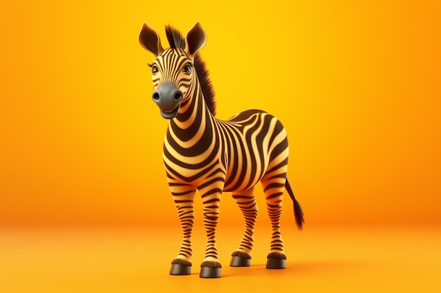 Photo anthropomorphic animal zebra yellow background