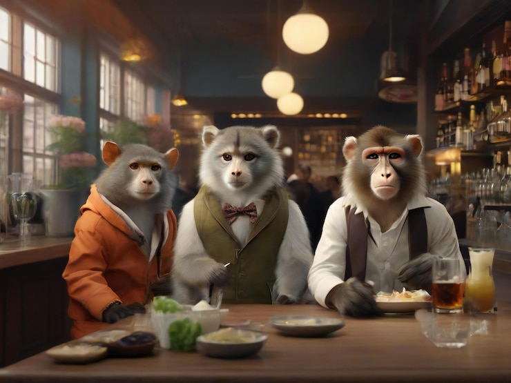 Photo anthropomorphic animals photorealistic human activities style best quality hyper realistic image