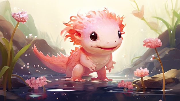 Anthropomorphic Axolotl Illustration