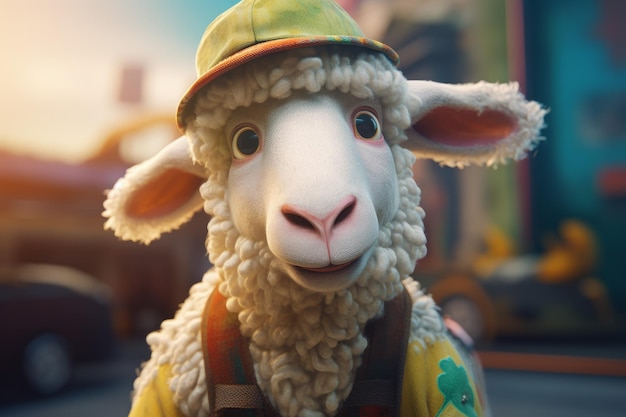 Anthropomorphic baby sheep Generate Ai