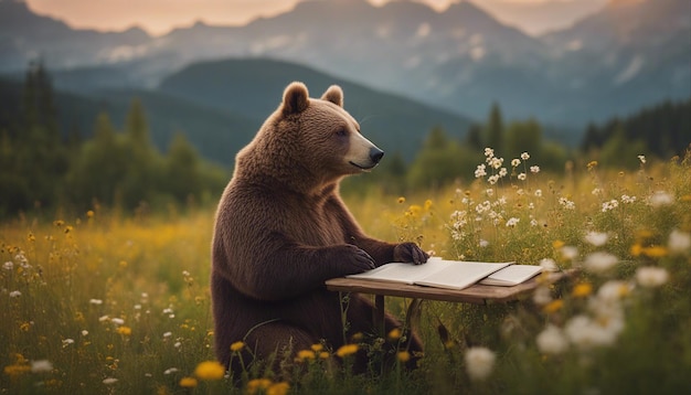 An anthropomorphic bear poet