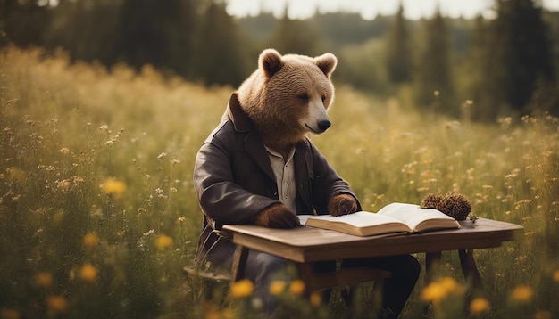 An anthropomorphic bear poet