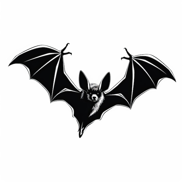 Photo anthropomorphic black bat flying wing design illustration