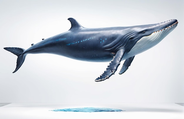 Anthropomorphic Blue whale character isolated on background