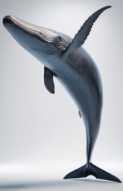 Антропоморфный персонаж голубого кита, изолированный на фоне