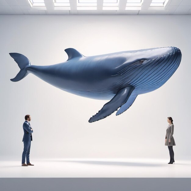 Anthropomorphic Blue whale character isolated on background