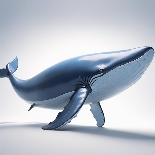 Антропоморфный персонаж голубого кита, изолированный на фоне