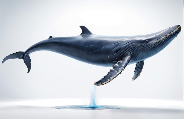 Anthropomorphic Blue whale character isolated on background