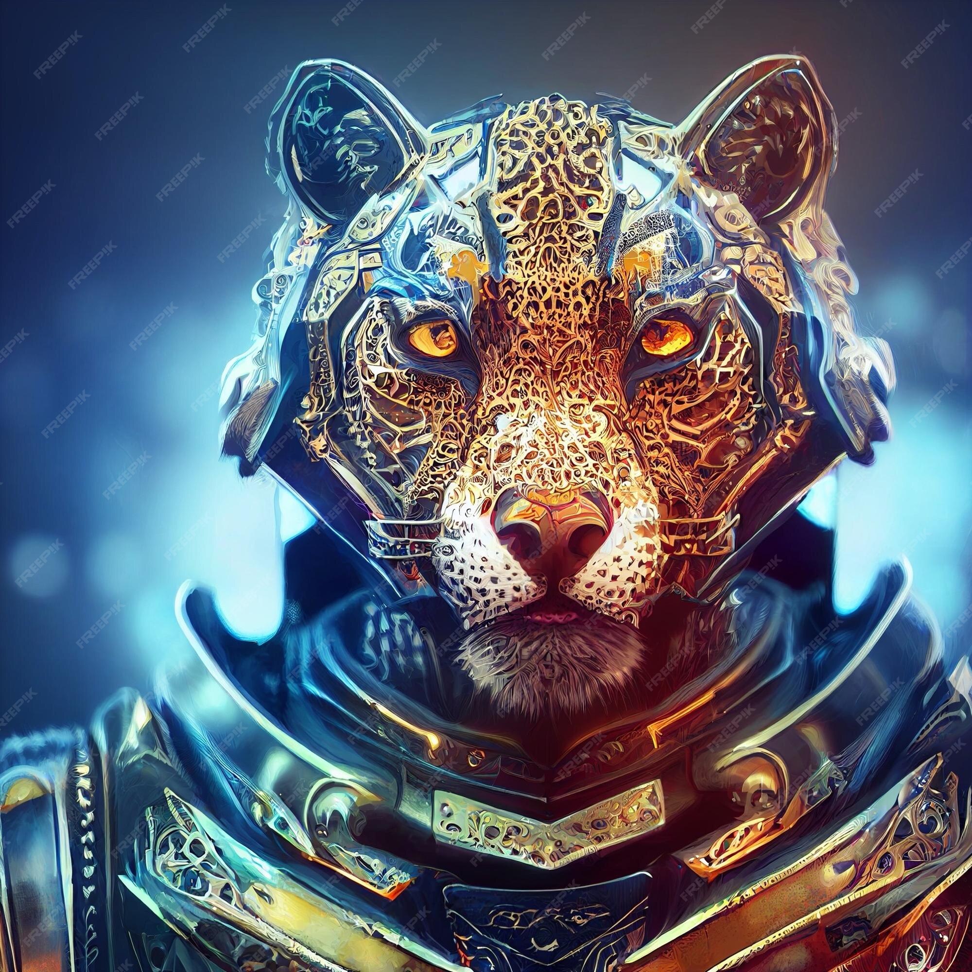 Premium Photo | Anthropomorphic cheetah or leopard warrior with medieval  armor 3d rendering