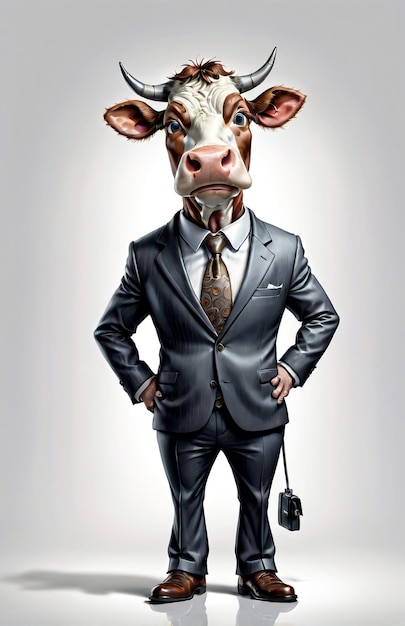 Anthropomorphic cow character isolated on background