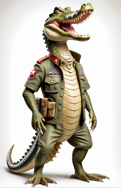 Foto anthropomorphic crocodile personage geïsoleerd op de achtergrond