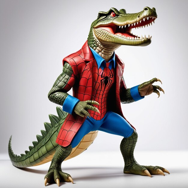 Foto anthropomorphic crocodile personage geïsoleerd op de achtergrond