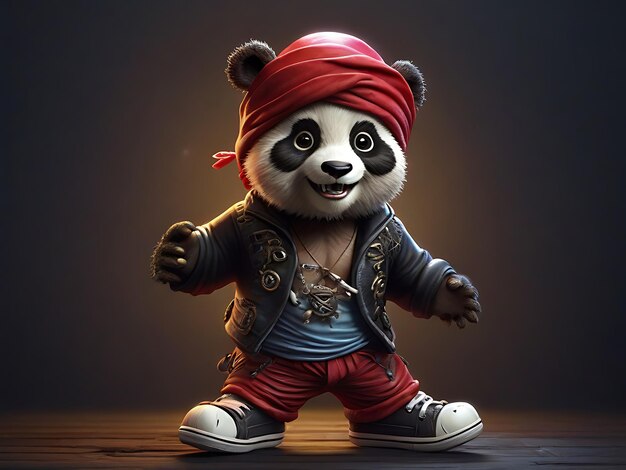 anthropomorphic cute and adorable bear samurai 3d render