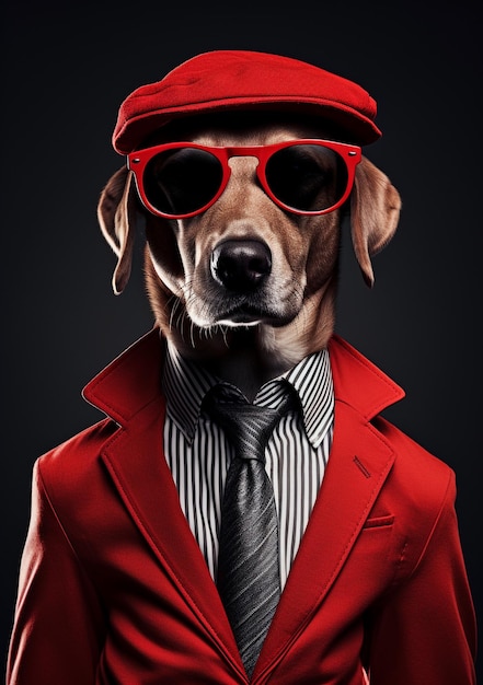 Anthropomorphic Dog dressed in an elegant suit