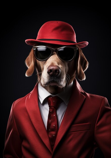 Anthropomorphic Dog dressed in an elegant suit