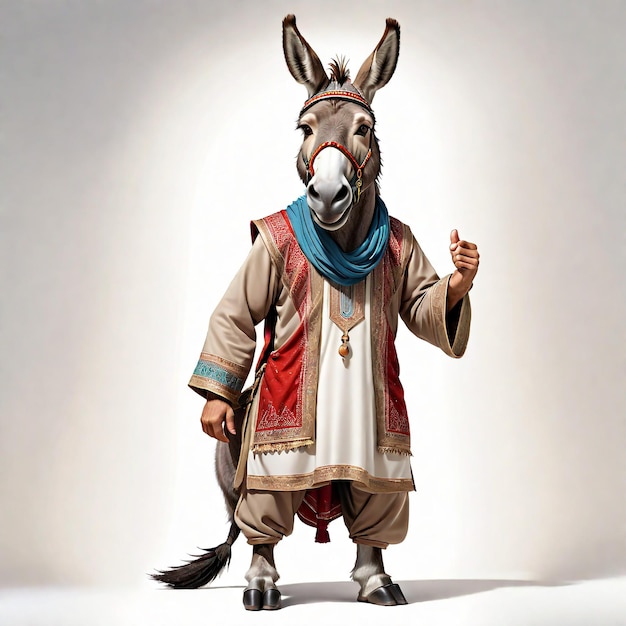 Photo anthropomorphic donkey character isolated on background