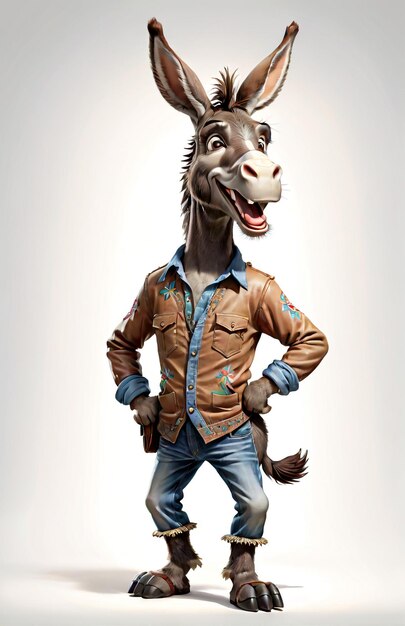 Photo anthropomorphic donkey character isolated on background