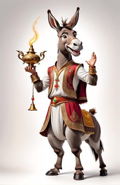 Anthropomorphic donkey character isolated on background