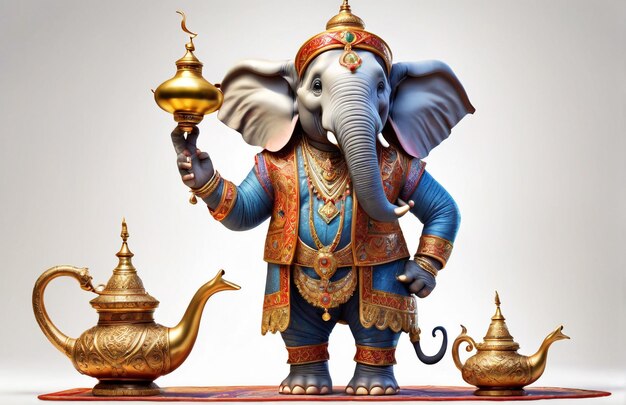 Anthropomorphic Elephant character isolated on background