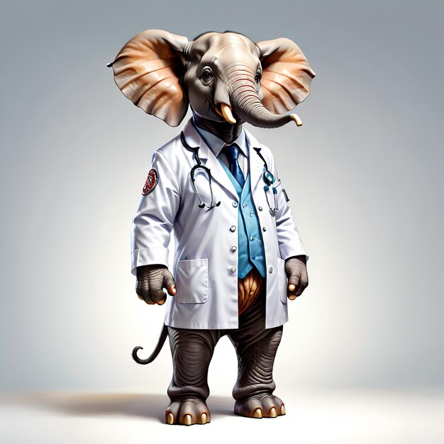 Photo anthropomorphic elephant character isolated on background