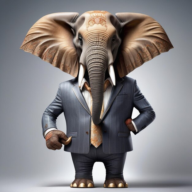 Foto anthropomorphic elephant personage geïsoleerd op de achtergrond