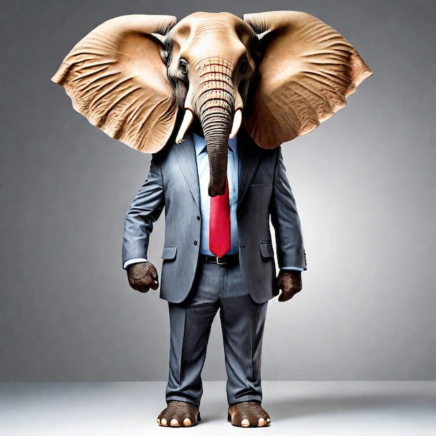 Foto anthropomorphic elephant personage geïsoleerd op de achtergrond