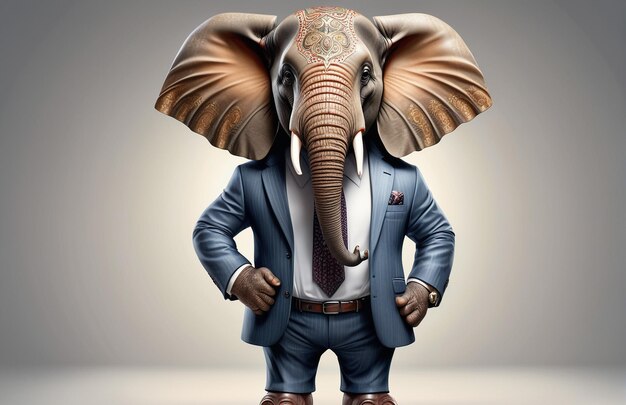 Foto anthropomorphic elephant personage geïsoleerd op de achtergrond